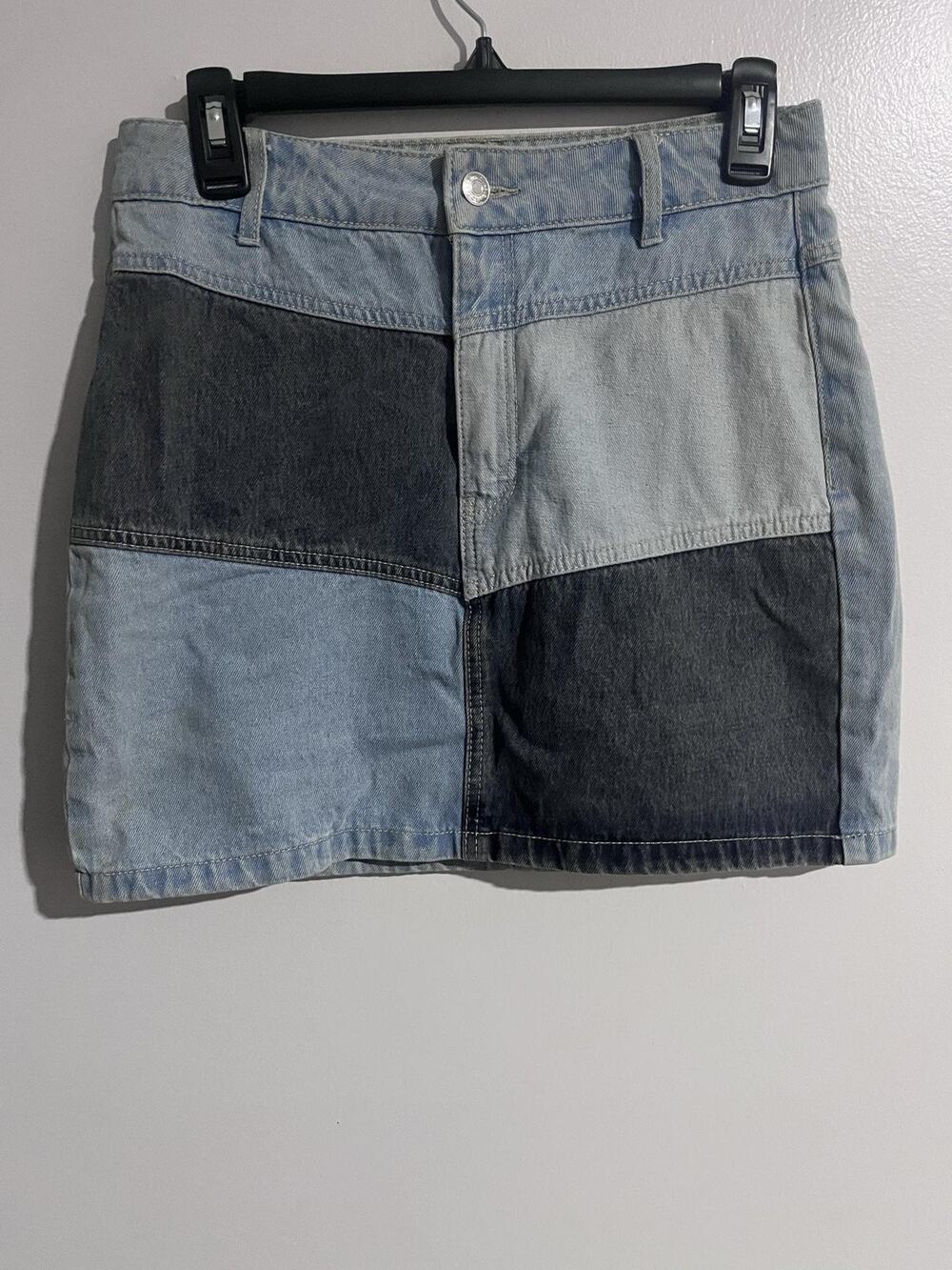 Wild Fable Skirt Womens 4 Multicolor Patchwork Denim Short Zip Pockets